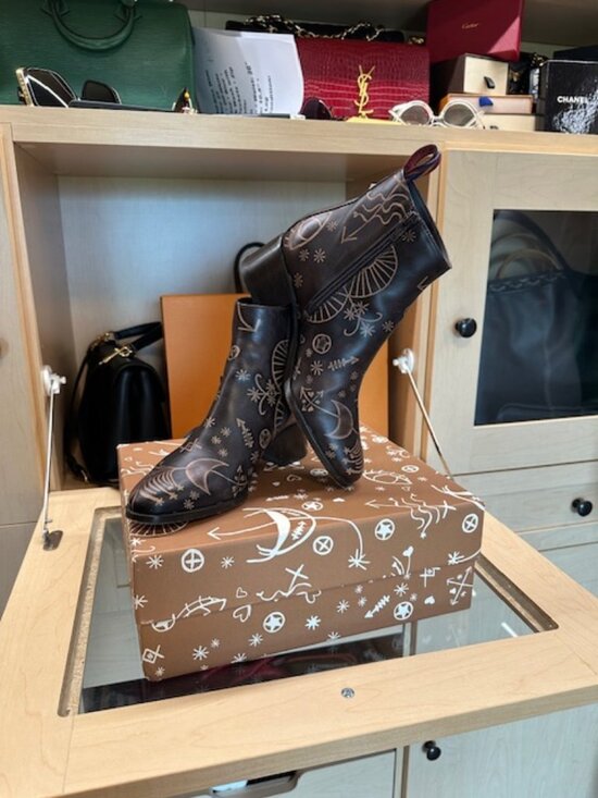 Valentino Shoes - Valentino Santeria Leather Brown Ankle Boots Size 37.5